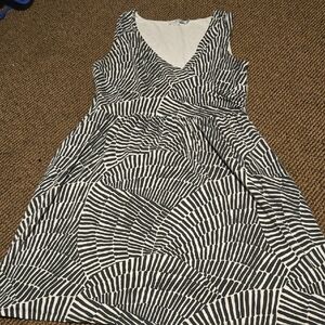 Boden Black and White Patterned Midi Dress